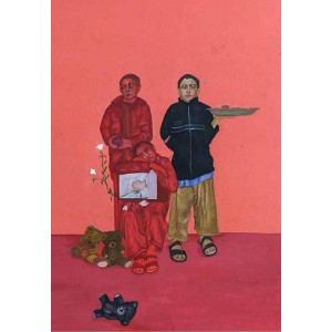 Emaan Rauf, 12 x 10, Gouache on Wasli, Figurative Painting, AC-EMR-004